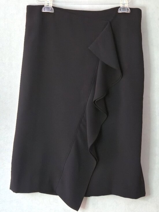 J. Crew Dresses & Skirts - J. Crew Ruffle Pencil Skirt in 365 crepe | Black | Size 10
